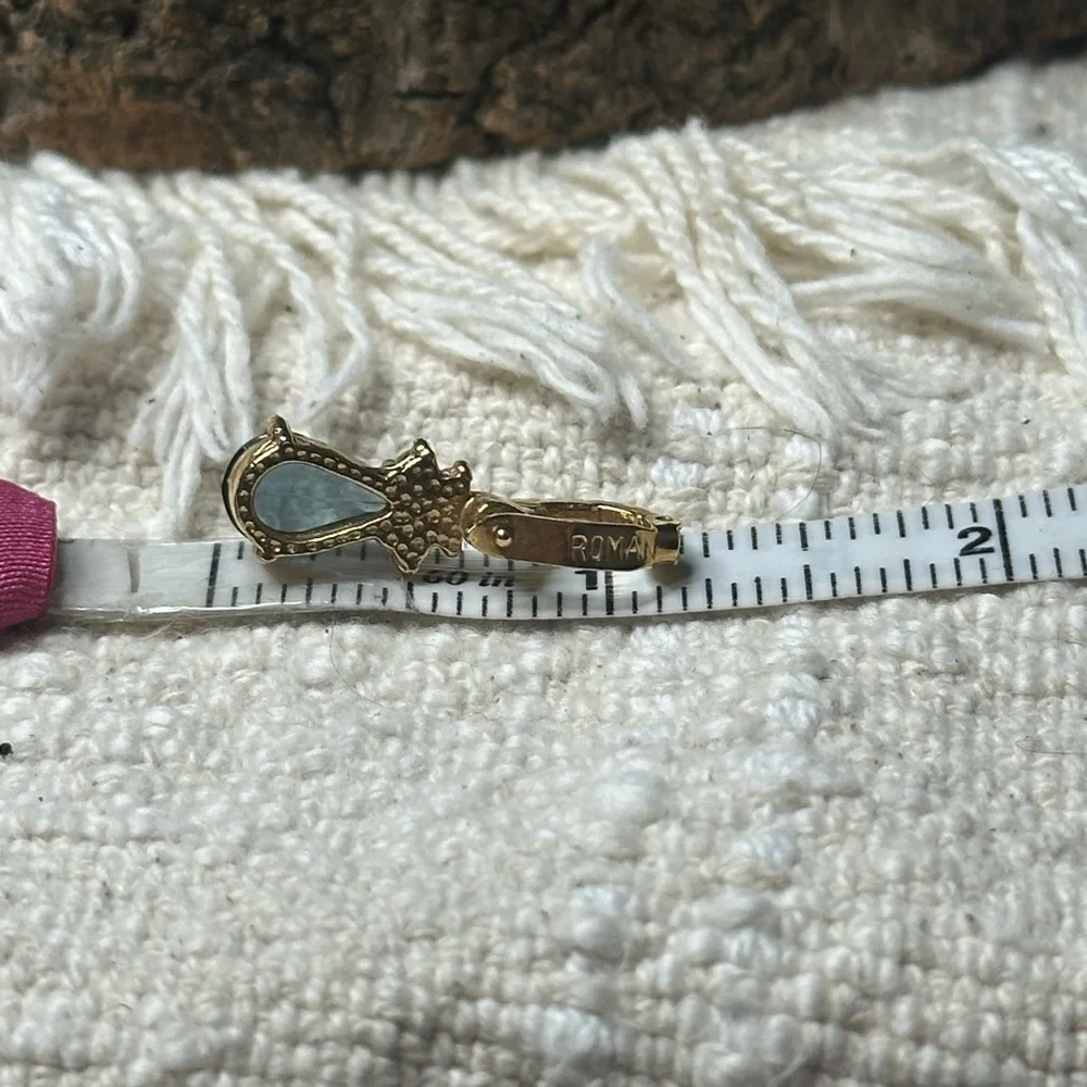 Roman Gold and Blue Topaz Teardrop Pendant - Picture 4 of 4